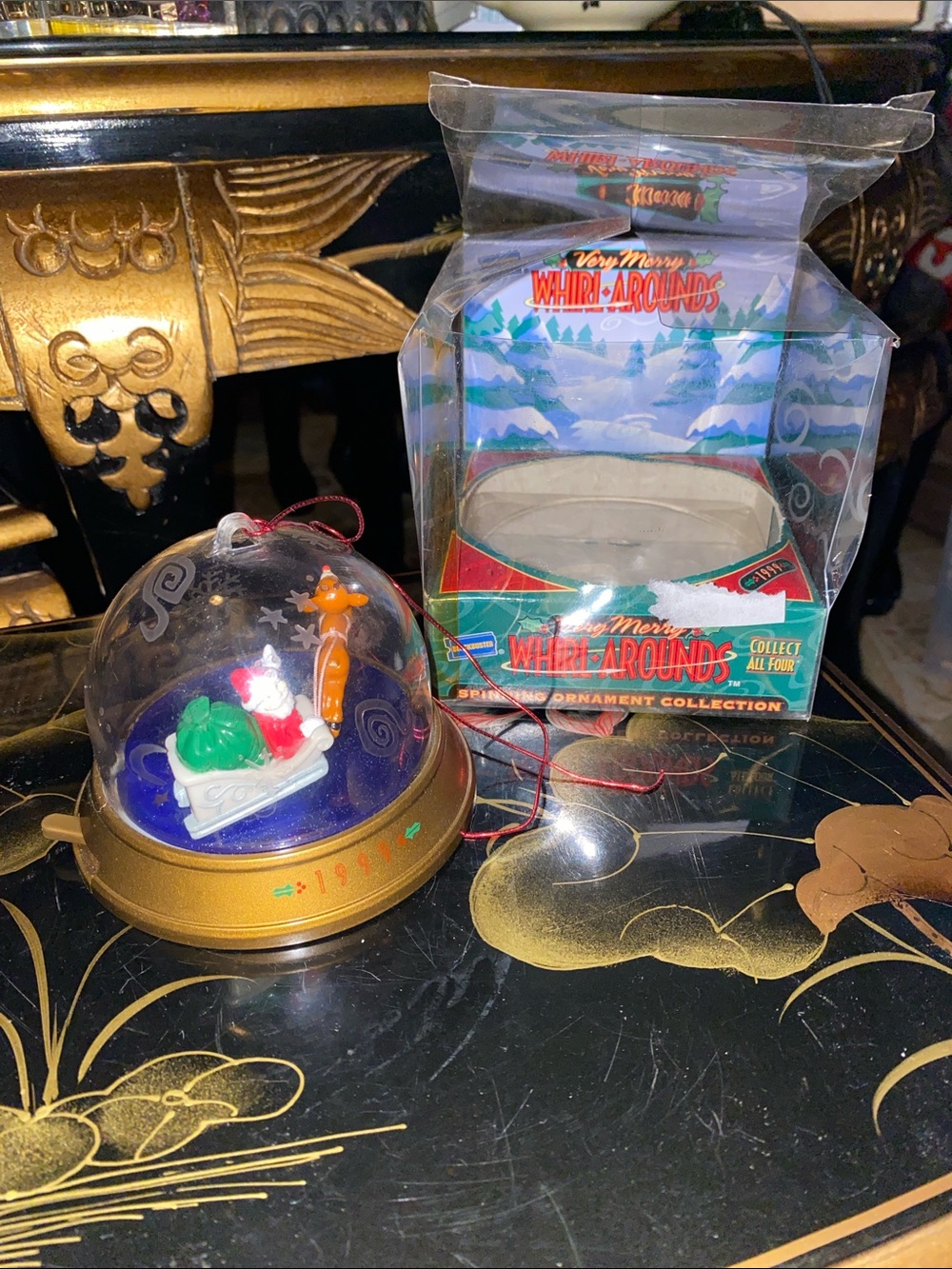 Very Merry Whirl-Arounds Christmas Ornament Dome with Reindeer and Sleigh